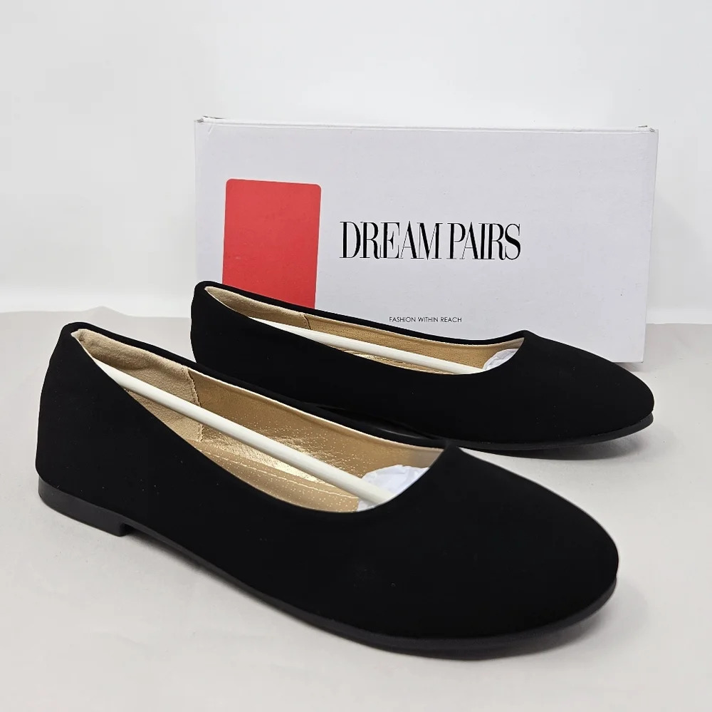 Dream Pairs Flats Shoes Kids Sz 2 Black Faux Nubuck Leather Dressy Casual